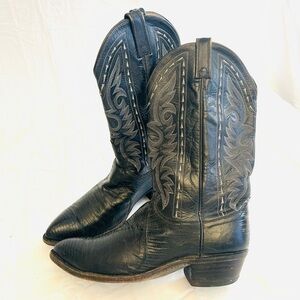 Vintage Dan Post Lizard/Leather Western Cowboy Boots